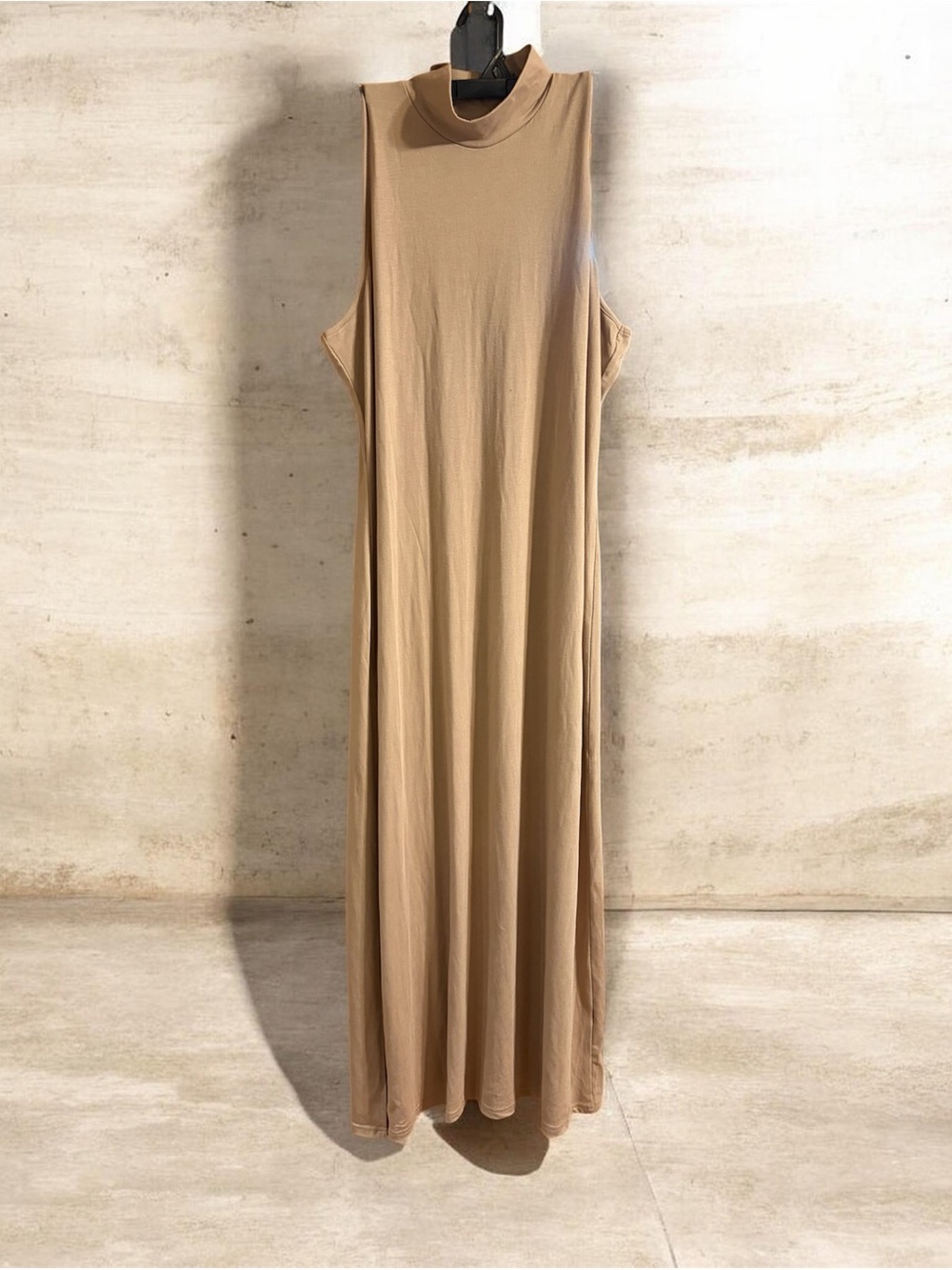 Sleeveless Turtleneck Maxi Dress in Camel